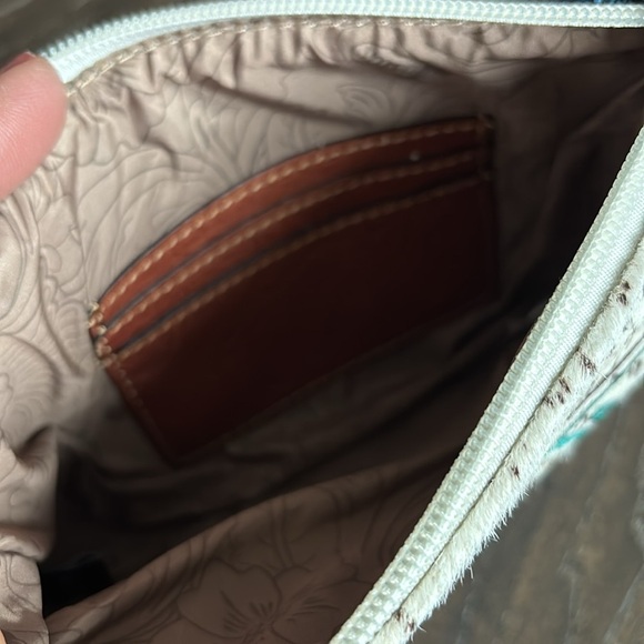 Justin Hair On Hide Thunderbird Embroidered slim shoulder bag,crossbody,Western - Picture 5 of 8